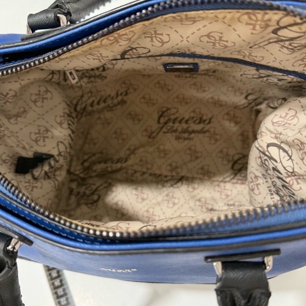 GUESS Hailey Small Satchel in the Indigo Multi Colorway Rocker Glam Modern Edgy - Picture 4 of 9